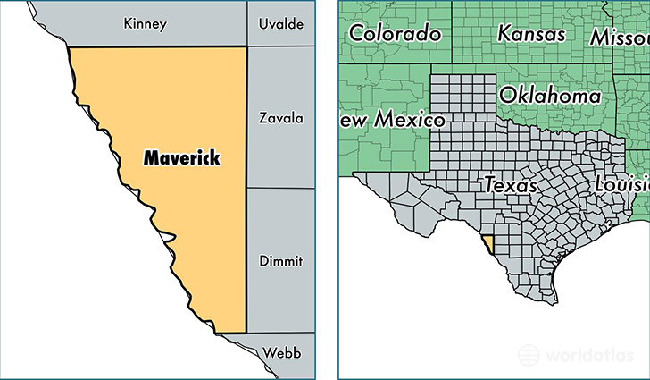 location of Maverick county on a map