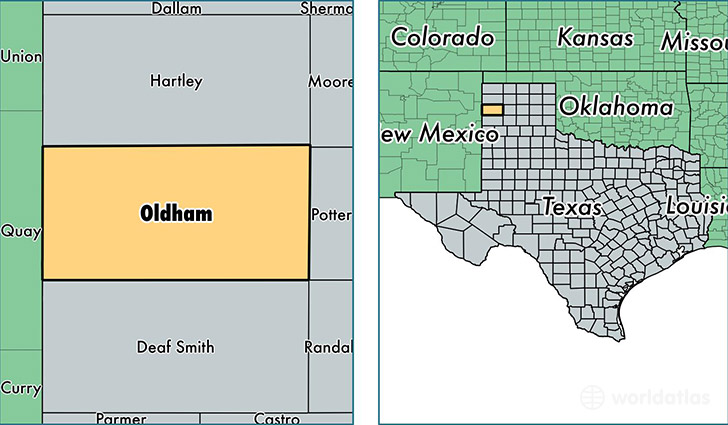 location of Oldham county on a map