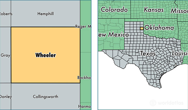 location of Wheeler county on a map