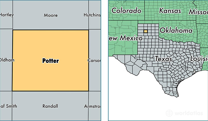 location of Potter county on a map