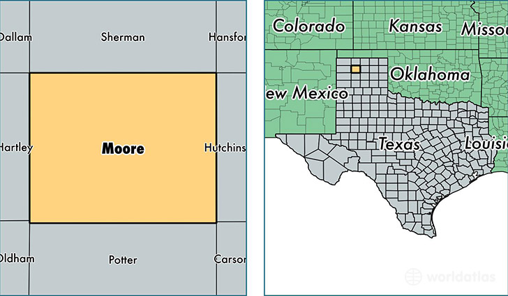 location of Moore county on a map