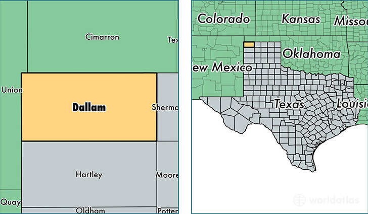 location of Dallam county on a map