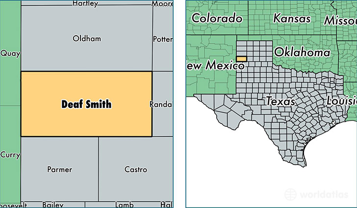 location of Deaf Smith county on a map