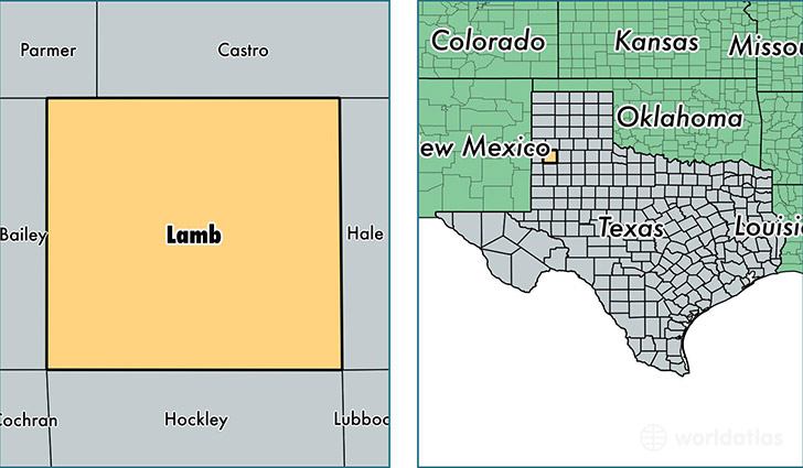 location of Lamb county on a map