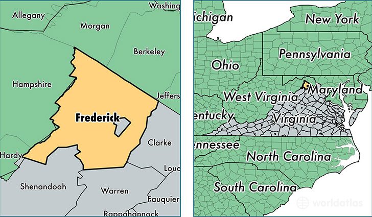 location of Frederick county on a map