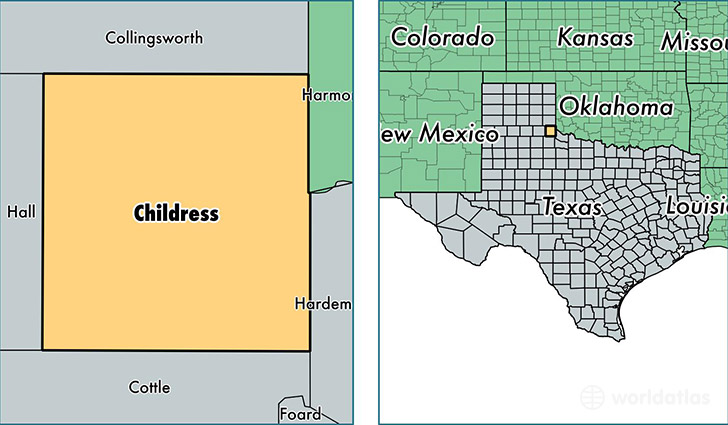 location of Childress county on a map