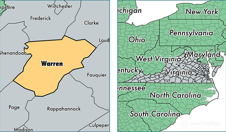 location of Warren county on a map