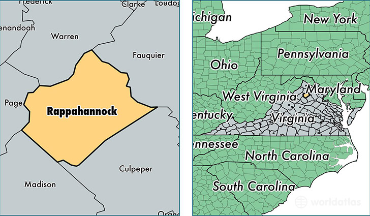 location of Rappahannock county on a map