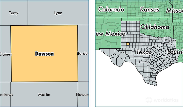 location of Dawson county on a map