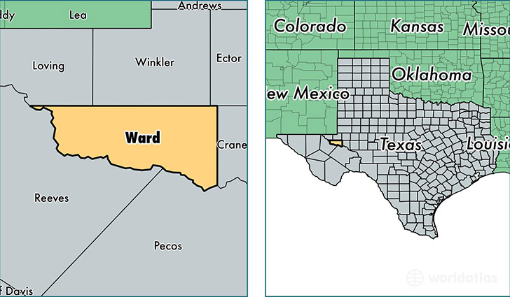 location of Ward county on a map