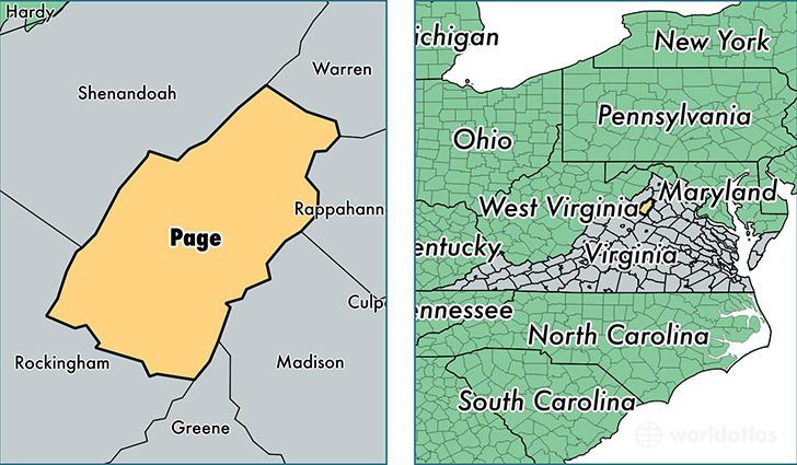 location of Page county on a map