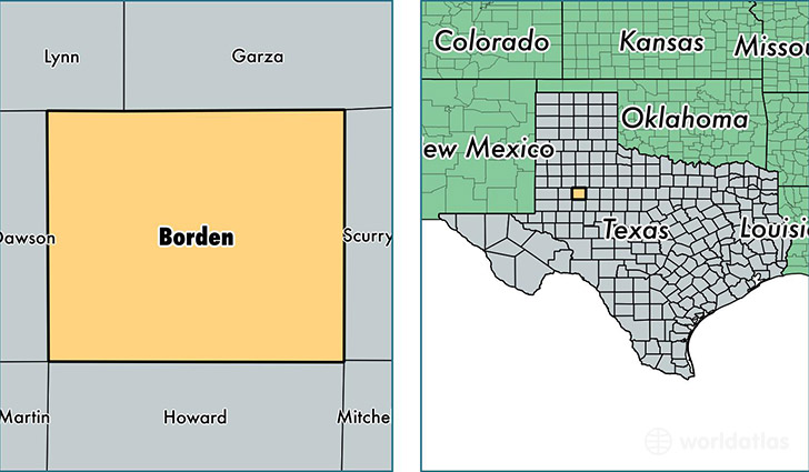 location of Borden county on a map