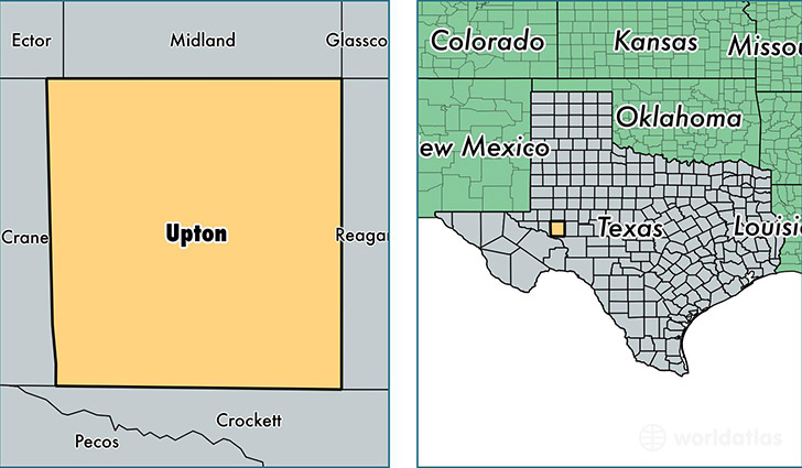 location of Upton county on a map