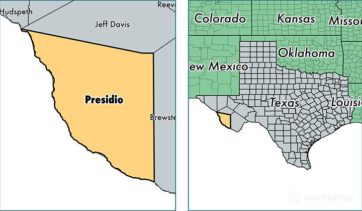 location of Presidio county on a map