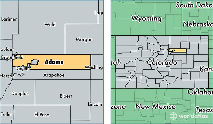 location of Adams county on a map