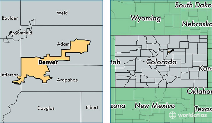 location of Denver county on a map