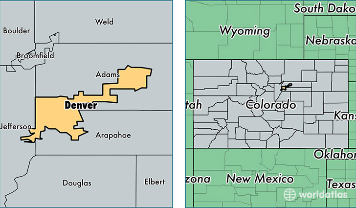 location of Denver county on a map