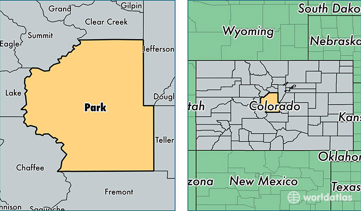 location of Park county on a map