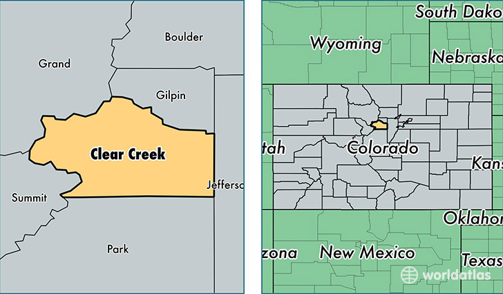 location of Clear Creek county on a map