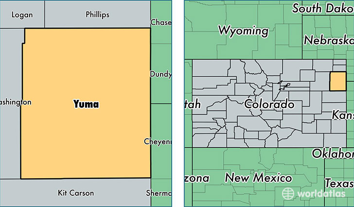 location of Yuma county on a map