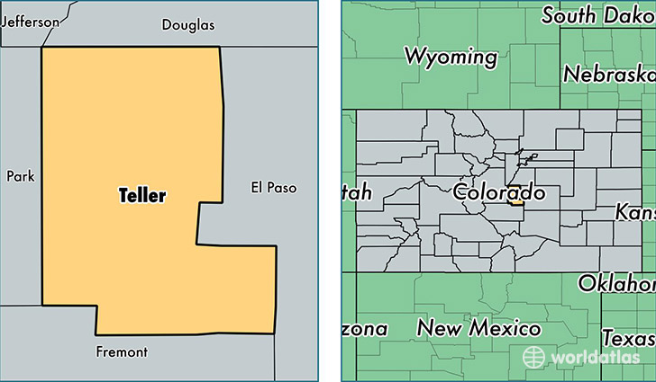 location of Teller county on a map