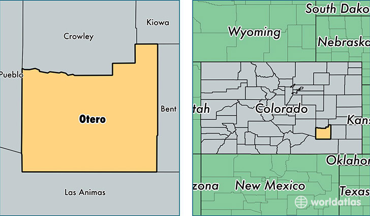 location of Otero county on a map