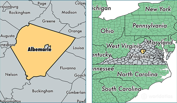 location of Albemarle county on a map