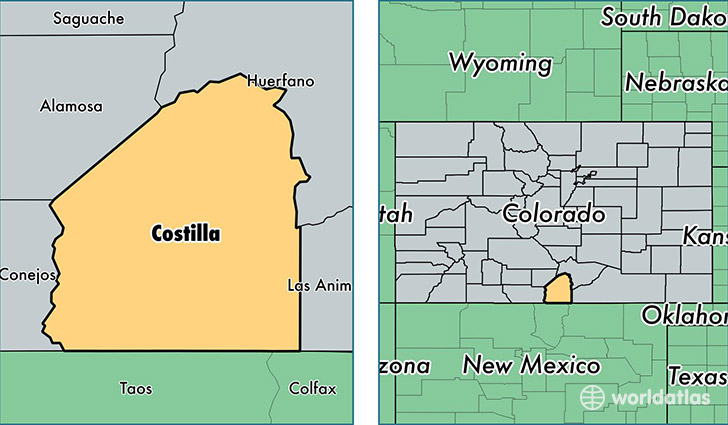location of Costilla county on a map