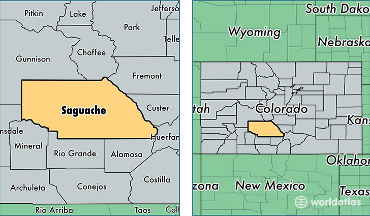 location of Saguache county on a map