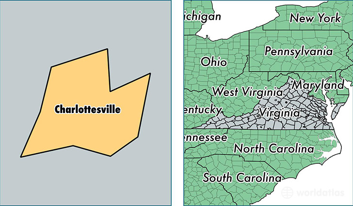 location of Charlottesville City county on a map
