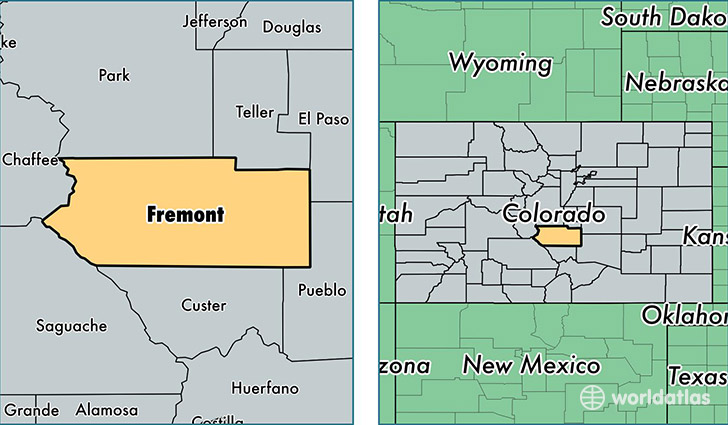 location of Fremont county on a map