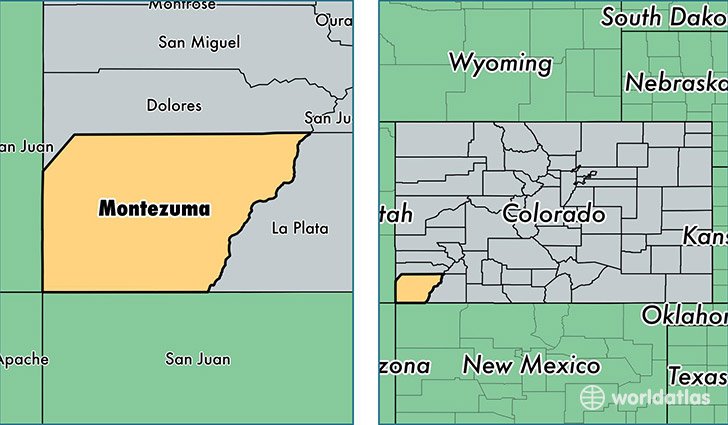 location of Montezuma county on a map