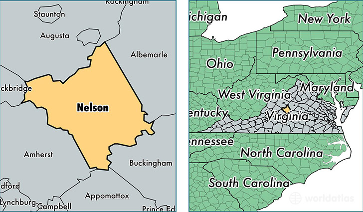 location of Nelson county on a map