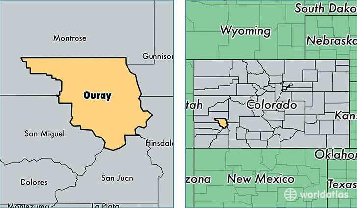 location of Ouray county on a map