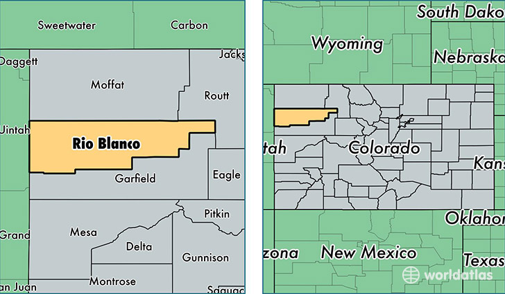 location of Rio Blanco county on a map