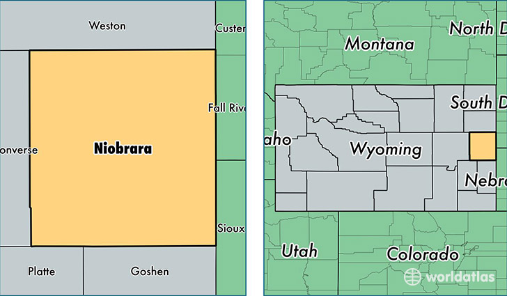 location of Niobrara county on a map