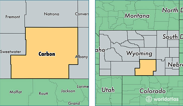 location of Carbon county on a map