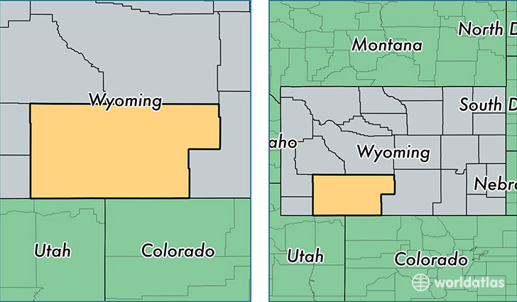 location of Sweetwater county on a map