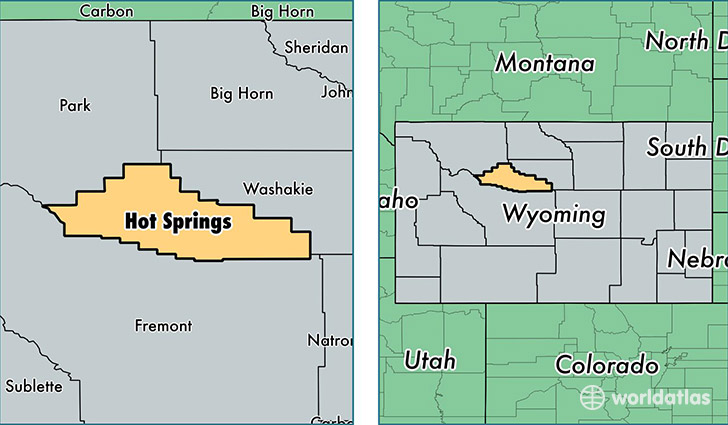 location of Hot Springs county on a map