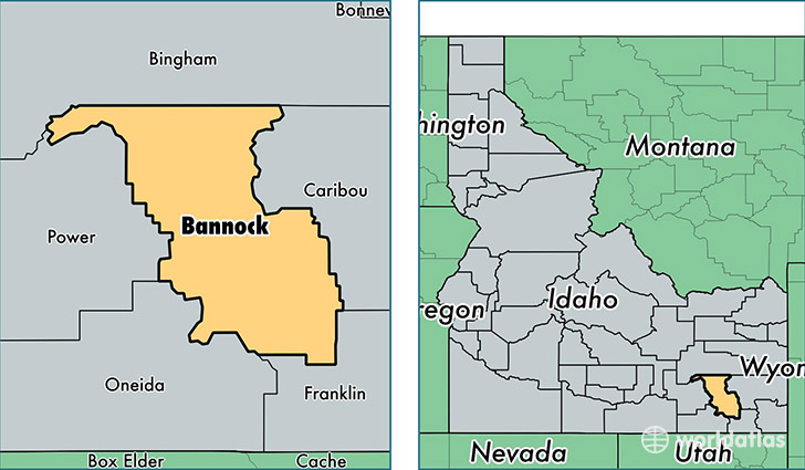 location of Bannock county on a map