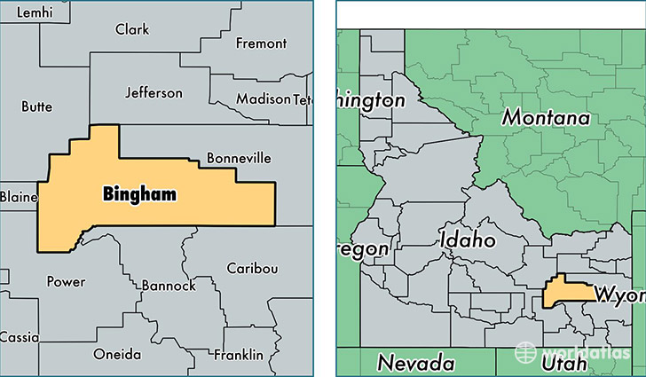 location of Bingham county on a map