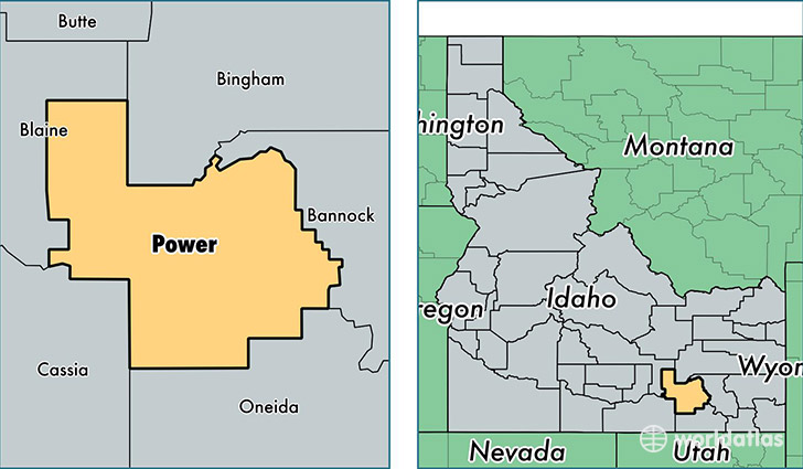 location of Power county on a map