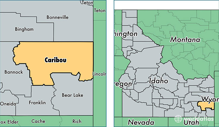 location of Caribou county on a map