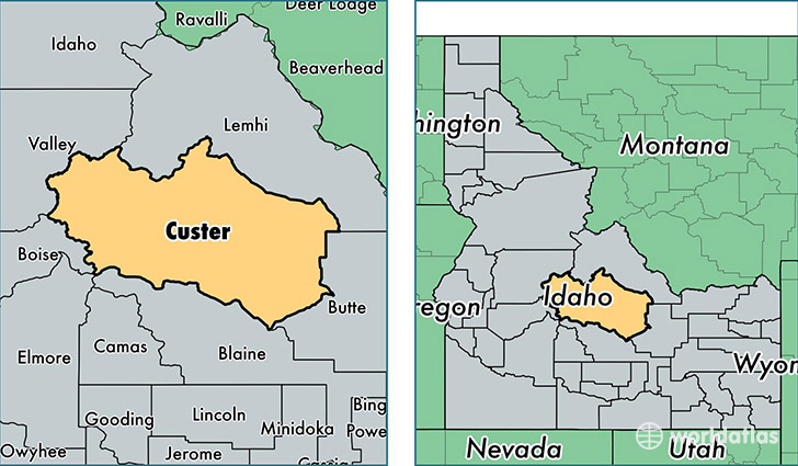 location of Custer county on a map