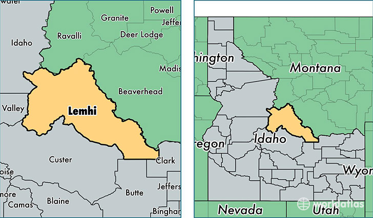 location of Lemhi county on a map
