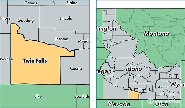 location of Twin Falls county on a map