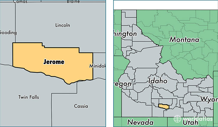 location of Jerome county on a map