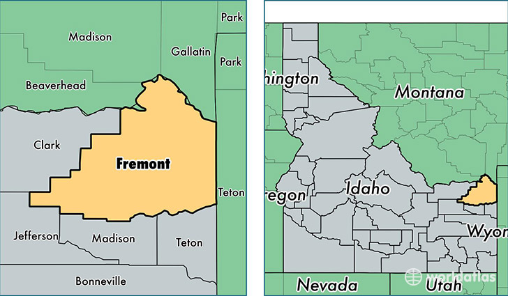 location of Fremont county on a map