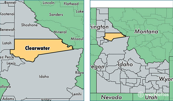 location of Clearwater county on a map