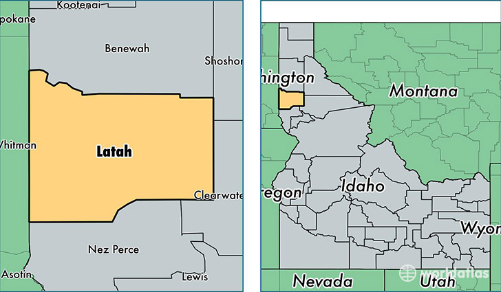 location of Latah county on a map